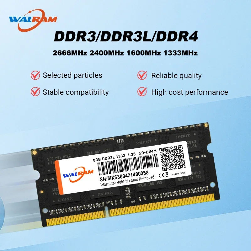 WALRAM 메모리 램 DDR3 DDR3L 8GB 4GB 램 DDR4 16GB 3200MHz 2666MHz 2400MHz 1600MHz Sodimm 노트북용 내장 메모리