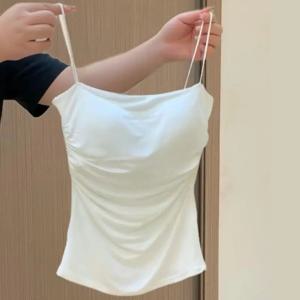 Y2K 섹시한 탱크 탑 여성 스파게티 스트랩 자르기 탑 브래지어 Bodycon 민소매 캐미 튜브 탑 기본 캐미솔 티셔츠 한국 의류