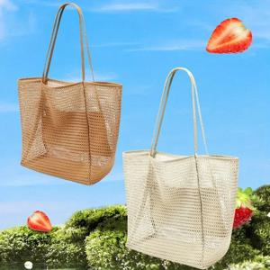 여성 수영 비치 메쉬 가방 숙녀 어깨 가방 대용량 여행 휴대용 저장 가방 수영복에 대 한 다기능 핸드백