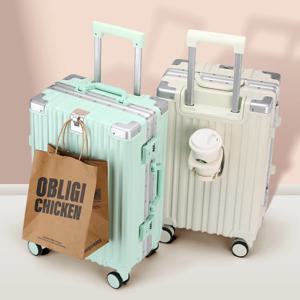 알루미늄 프레임 학생 가방 대용량 트롤리 케이스 새로운 강력하고 내구성이 뛰어난 암호 상자 남성과 여성의 범용 Whee