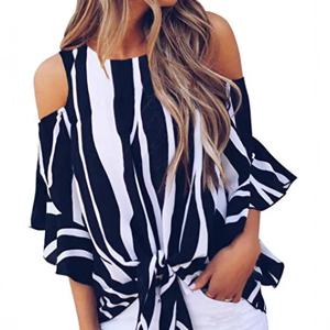 2025 미국 신상 가을 여성 스트라이프 O넥 7부 소매 루즈핏 캐주얼 트렌디 엘레강스 티셔츠 여성 의류