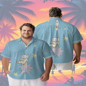 남성용 플러스 사이즈 하와이안 셔츠 우주 탐험가 우주복 패턴, 프리미엄 컴포트 청소년 의류, 스트리트웨어 Y2K 탑