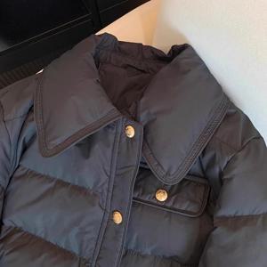 블랙 한국 스타일 코튼 재킷 여성용 루즈핏 패셔너블 겨울 코트 스탠드 칼라 두꺼운 긴 소매 싱글 버튼