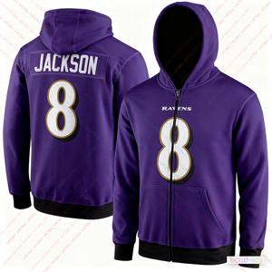 25 26 성인용 볼티모어 아메리칸 풋볼 저지 럭비 저지 스포츠웨어 트레이닝 저지 티셔츠 레이븐스 잭슨 8번