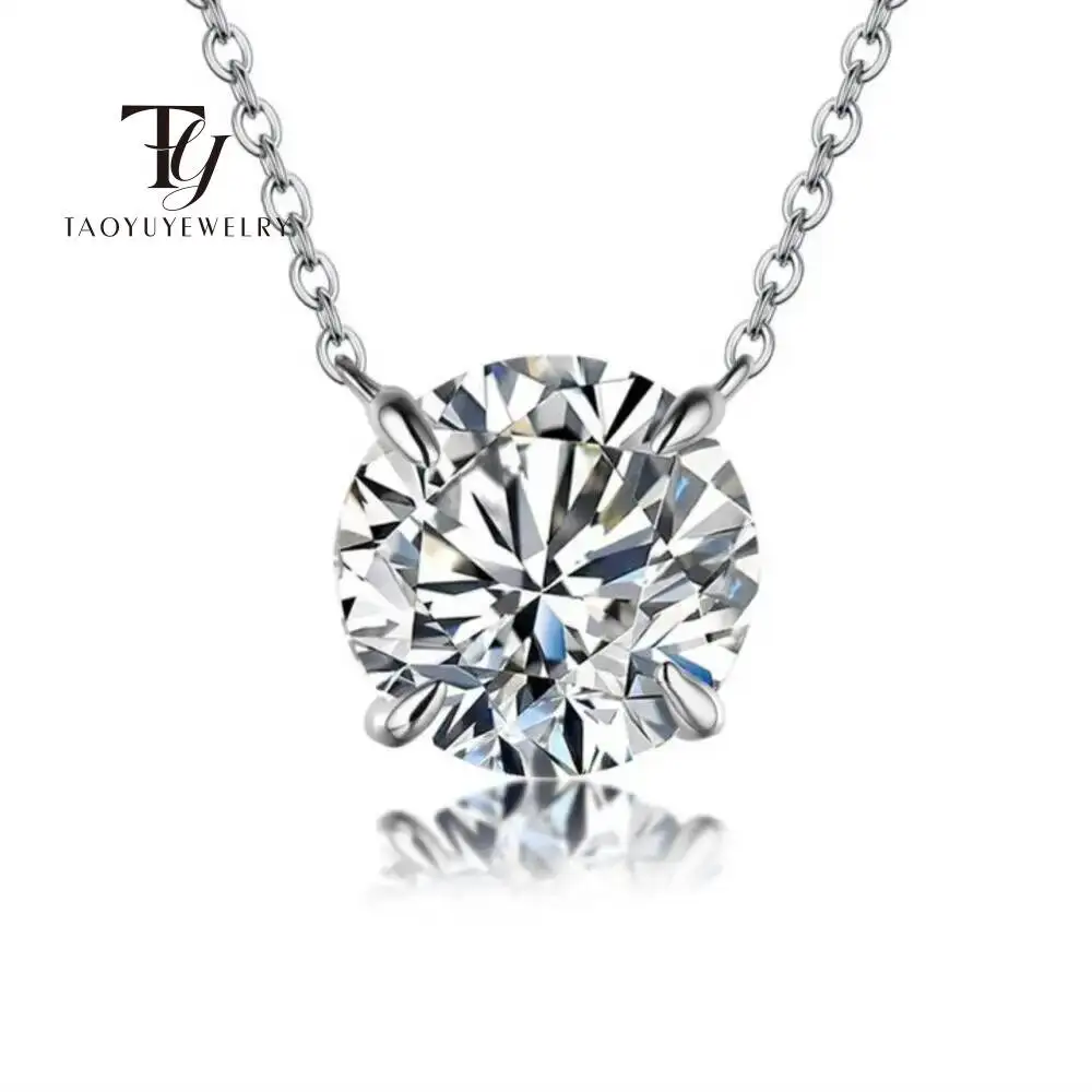Moissanite Dia 6.5mm 0.5-5CT 여성 펜던트 Sier 목걸이 여성 체인 파티 신부 파인 쥬얼리 925 스털링 실버 목걸이