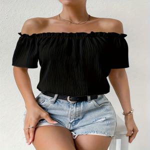 여성을위한 여름 우아한 Strapless 셔츠 캐주얼 오피스 레이디 솔리드 쉬폰 블라우스 패션 Shouder 탑