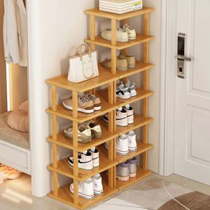대나무 신발 랙 휴대용 신발 선반 문 공간 절약 선반 다층 스토리지 프레임 간단한 발코니 작은 주최자 랙