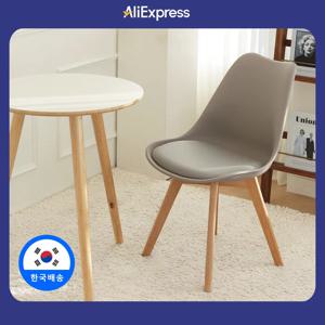 이지라이프 인테리어 가죽 쿠션 원목 에펠체어 식탁 카페 의자 그레이 2P(2인용)