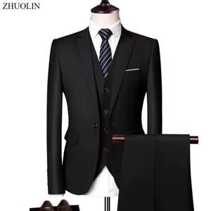 남성 웨딩 정장 우아한 3피스 블레이저 의상 2세트 재킷 조끼 바지 풀세트 2025 패션 클래식 비즈니스 정장