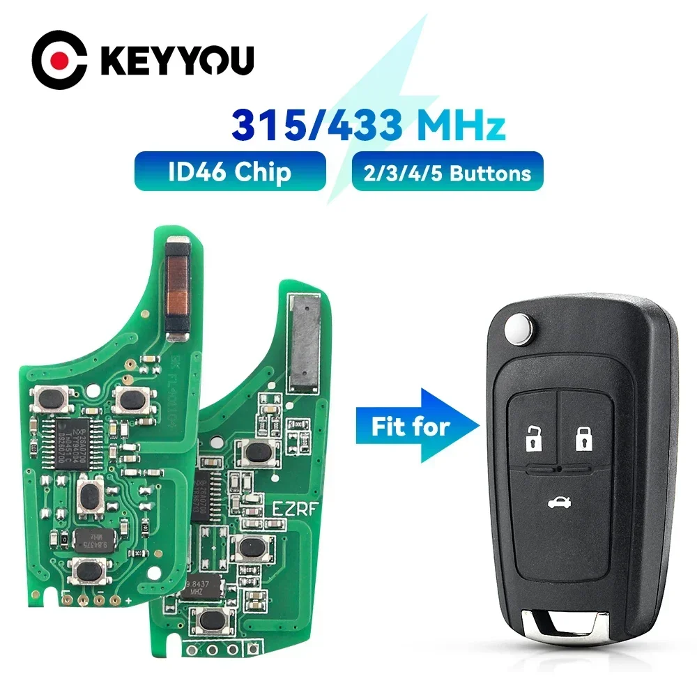 KEYYOU 1PCS 315/433MHz 자동차 원격 키 전자 회로 기판 쉐보레 말리부 크루즈 아베오 스파크 세일 오펠 뷰익 ID46 칩용