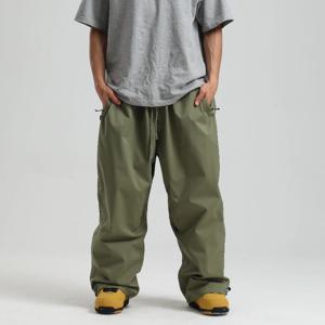 새로운 헐렁한 방풍 남자 솔리드 여성 스키 바지 방수 느슨한 후드 스키 Strides 야외 스포츠 성인 통기성 바지