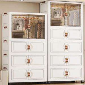 서랍이 있는 접이식 수납장 컴팩트한 주방 욕실 정리함 공간 절약형 식기류 세면도구 린넨용