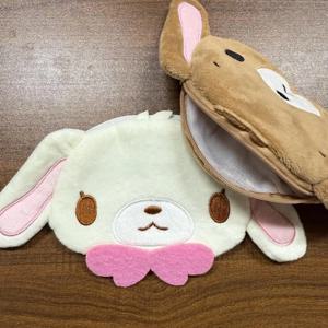 카와이 슈가버니스 여성용 플러시 지퍼 립스틱 파우치 메이크업 가방 시로사 쿠로사 만화 벨벳 헤드폰 가방 동전 지갑 선물