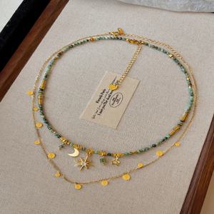 디자이너 레이어드 비즈 목걸이 에스닉 스타일 쇄골 체인 패션 액세서리 캐주얼 스타일 선물 박스 포장