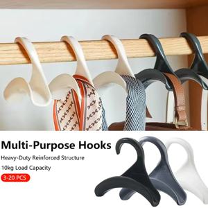 3-20pcs 플라스틱 옷걸이 연결 후크 확장 쌓을 수있는 공간 절약형 보관 다기능 가방 및 모자 걸이 랙