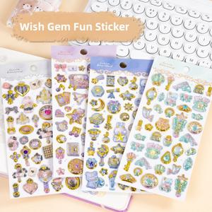 2 개 무작위 Kawaii Magic Wish 만화 보석 스티커 Scrapbooking Diy 저널링 스티커 미적 스티커 귀여운 편지지 선물