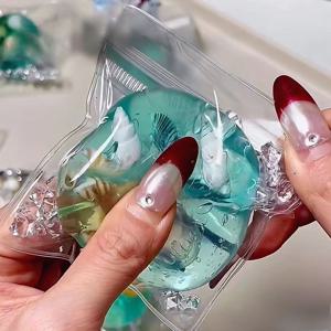 불안을 완화 느린 바운스 장난감 과일 진주 가루 고양이 발 몰토스 바다 블루 컬러 쉘 소프트 볼 어린이 성인 피로 선물