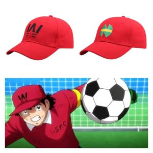 Anime Captain Tsubasa 모자 와카바야시 겐조 레드 야구 모자 조정 가능한 캐주얼 양산 모자 수 놓은 오리 혀 모자