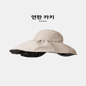 BURENIEGAS 디자인 대형 챙 햇빛 차단 모자 얼굴 가리개 접이식 블랙 글루 자외선 차단 면 봄 여름 패션 액세서리