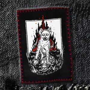 하이에나 우븐 라벨 펑크 패치, 교황 왕과 경찰 해골, 화염있는 유머 배지, 의류 재킷, 트럭 운전사 모자, DIY 선물, 1 개