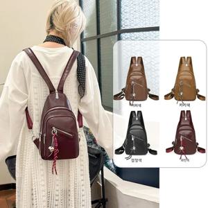 패셔너블한 레트로 미니 숄더백 출퇴근용 소형 백팩 다기능 이중 사용 가죽 체스트백 여성용