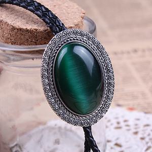 Agate Time Gem 볼로 타이 레트로 셔츠 체인 볼로 칼라 로프 가죽 목걸이 타이