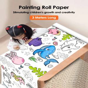 어린이 드로잉 롤 DIY 스티커 색상 작성 종이 어린이를위한 색칠 종이 롤 DIY 그림 그리기 조기 교육 장난감