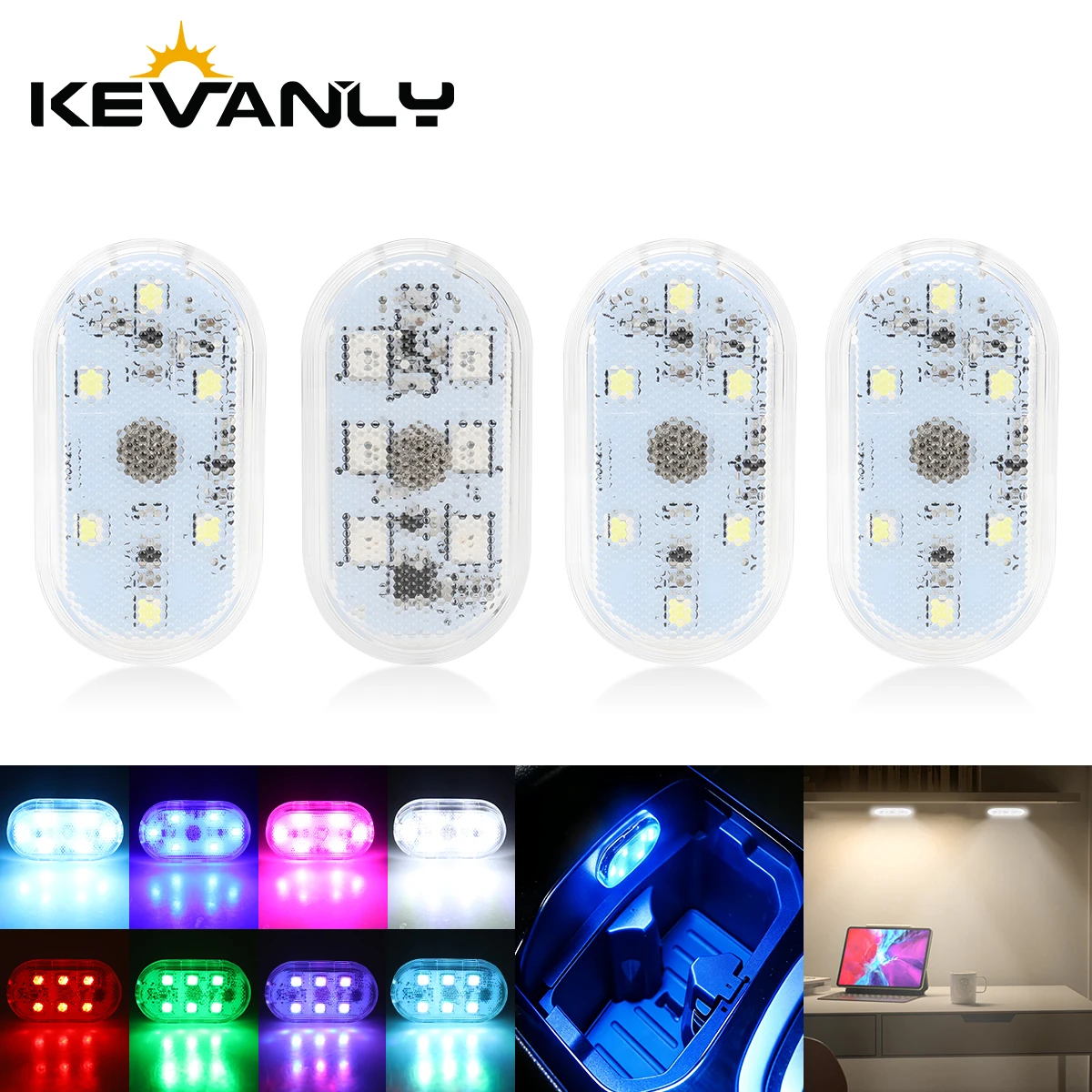 1개 LED 터치 라이트 USB 5V 6LED 미니 자동차 실내용 충전식 자동차 천장 독서등 터치 센서 LED 램프 RGB