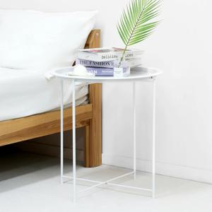 이지라이프 로렌 트레이 원형 사이드 테이블 협탁 보조 티테이블 화이트