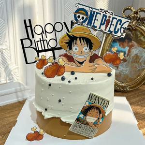 7pcs 원피스 Luffy 케이크 토퍼 애니메이션 소년 소녀 생일 케이크 장식 케이크 플래그 파티 용품 어린이 생일 베이비 샤워