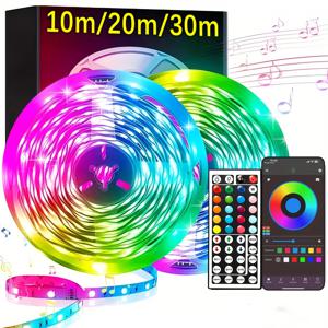 RGB LED 스트립 조명 1M-40M 앱 제어 가능한 LED 룸 라이트 유연한 리본 루체스 LED 테이프 방 침실 장식용