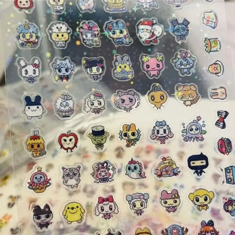 8pcs 일본 애니메이션 다마고치 스타일 픽셀 그래프 컷 필름 스티커 데스크탑 전화 쉘 장식 핸드 계정 diy 액세서리 장난감