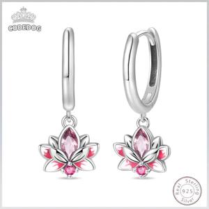 뜨거운 925 스털링 실버 귀걸이 매력 간단한 빛나는 연꽃 지르콘 웨딩 여성 보석 선물