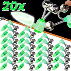 2/20개입 바다 낚싯대 벨 알람 라이트 낚싯대 벨 클램프 팁 클립 벨 링 인디케이터 야외 LED 야간 낚시 액세서리