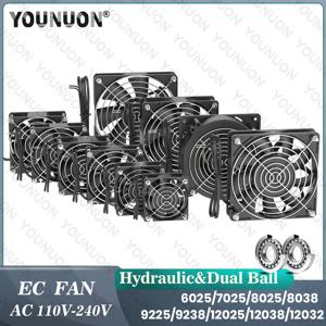 EC 축 팬 60mm 80mm 90mm 120mm 볼 브러시리스 팬 쿨러 AC 110V 120V 220V 230V 240V 컴퓨터 케이스 팬 6025 8025 9225 12038