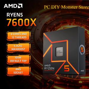 AMD 라이젠 5 7600X 박스형 4.7GHz 6코어 12스레드 PCIE 5.0 105W CPU 프로세서 5NM L3=32M 100-000000593 AM5 게이밍 프로세서