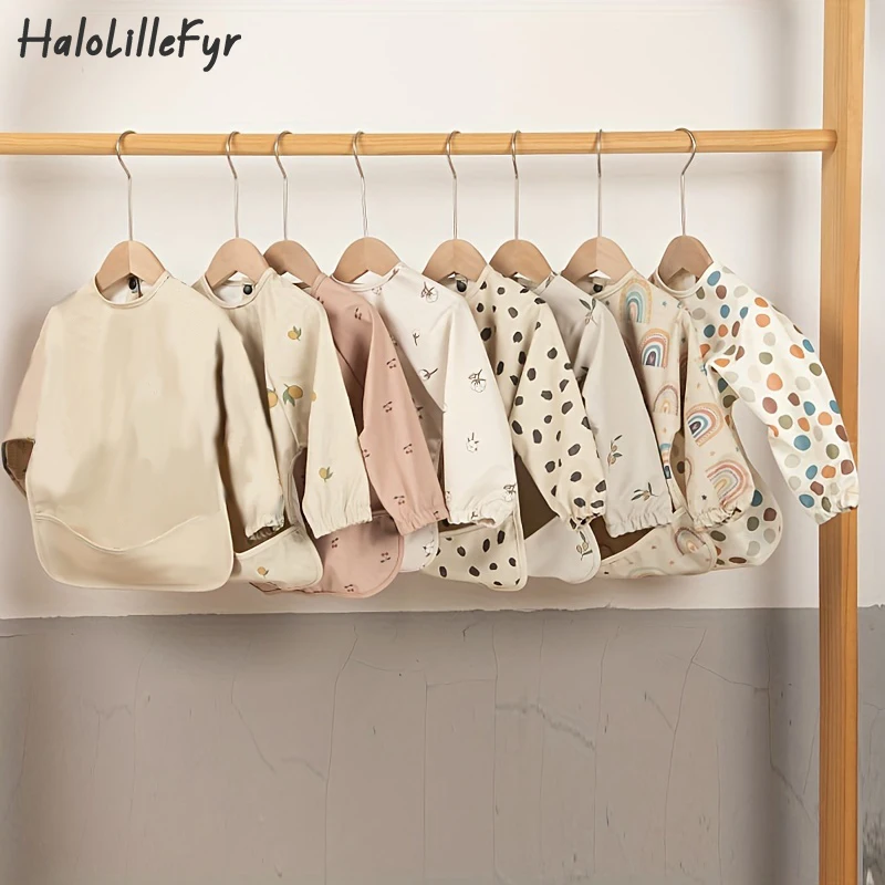 어린이 아기 먹이 Bibs 포켓 유아 Burp Cloth 소년 소녀 Anti-dirty Art Smock Baby Stuff와 방수 긴 소매 앞치마