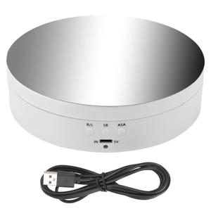 3 속도 전기 회전 디스플레이 스탠드 턴테이블 거울 사진 턴테이블 쥬얼리 홀더, 5.4인치/6.6lbs 부하