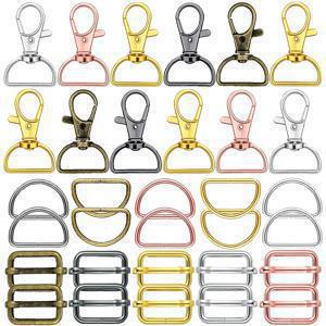 15 팩 회전 걸쇠 D 링 및 슬라이더 걸쇠 세트 끈 스냅 후크 키 체인 클립 후크 D 키 체인 링 랍스터 클로 걸쇠