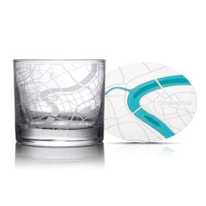 오리지널 디자인 위스키 잔 항하 항저우 지도 엘리 아메리칸 매트 슬레 바 다이닝 룸 장식 선물