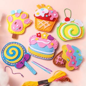 귀여운 디저트 케이크 DIY 바느질 키트 - 6피스 지갑 참 공예 세트 |   소녀들을 위한 창의적인 수제 선물, 가장 친한 친구 생일 재미