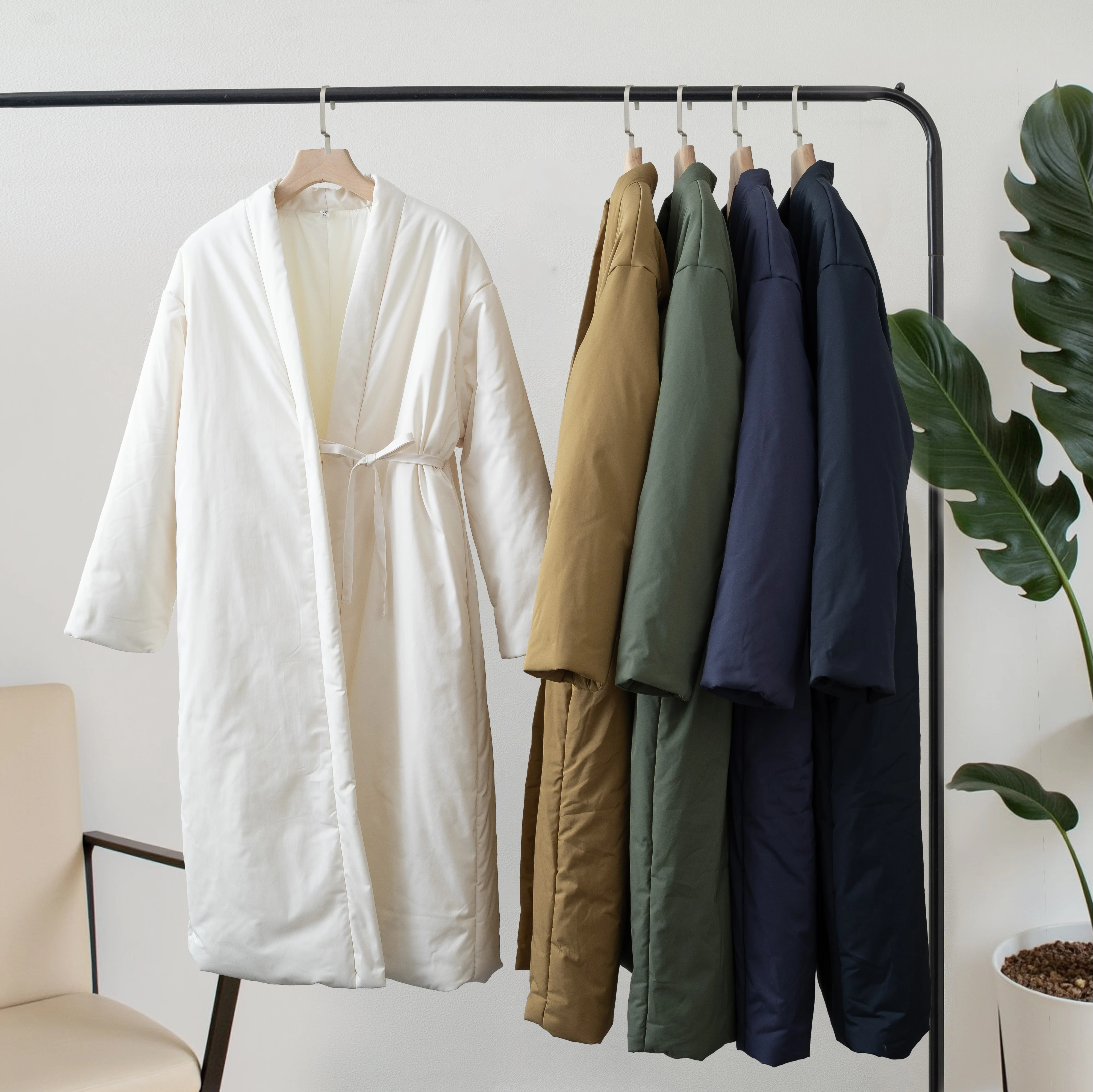 2025 여성 가을 겨울 기모노 롱 파카 두꺼운 따뜻한 패딩 롱 코트 추운 겨울용