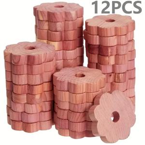 12개의 삼나무 블록 및 꽃 링, 옷장, 서랍 및 의류 보관용 천연 방충제