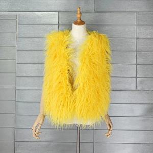 2023 패션 다채로운 몽골 양 모피 자켓 여성 겨울 가짜 모피 조끼 여성 따뜻한 민소매 가짜 모피 코트 조끼