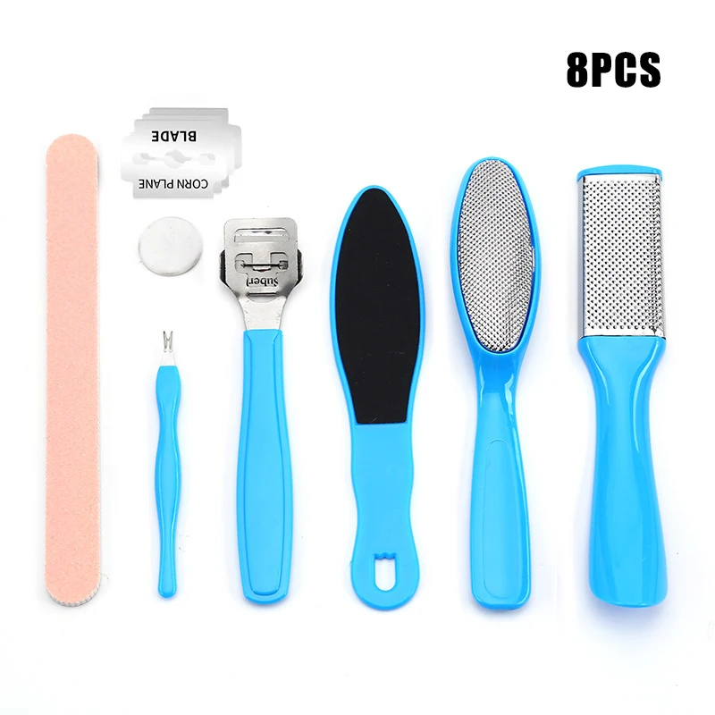 전문 페디큐어 발 스파 세트, 스테인레스 스틸 발 케어 키트, 각질 제거제, 8 in 1