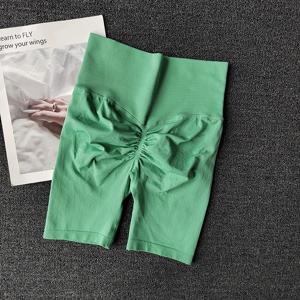 여름 원활한 요가 반바지 높은 허리 운동 반바지 여성 섹시한 부티 배꼽 컨트롤 체육관 레깅스 통기성 러닝 반바지