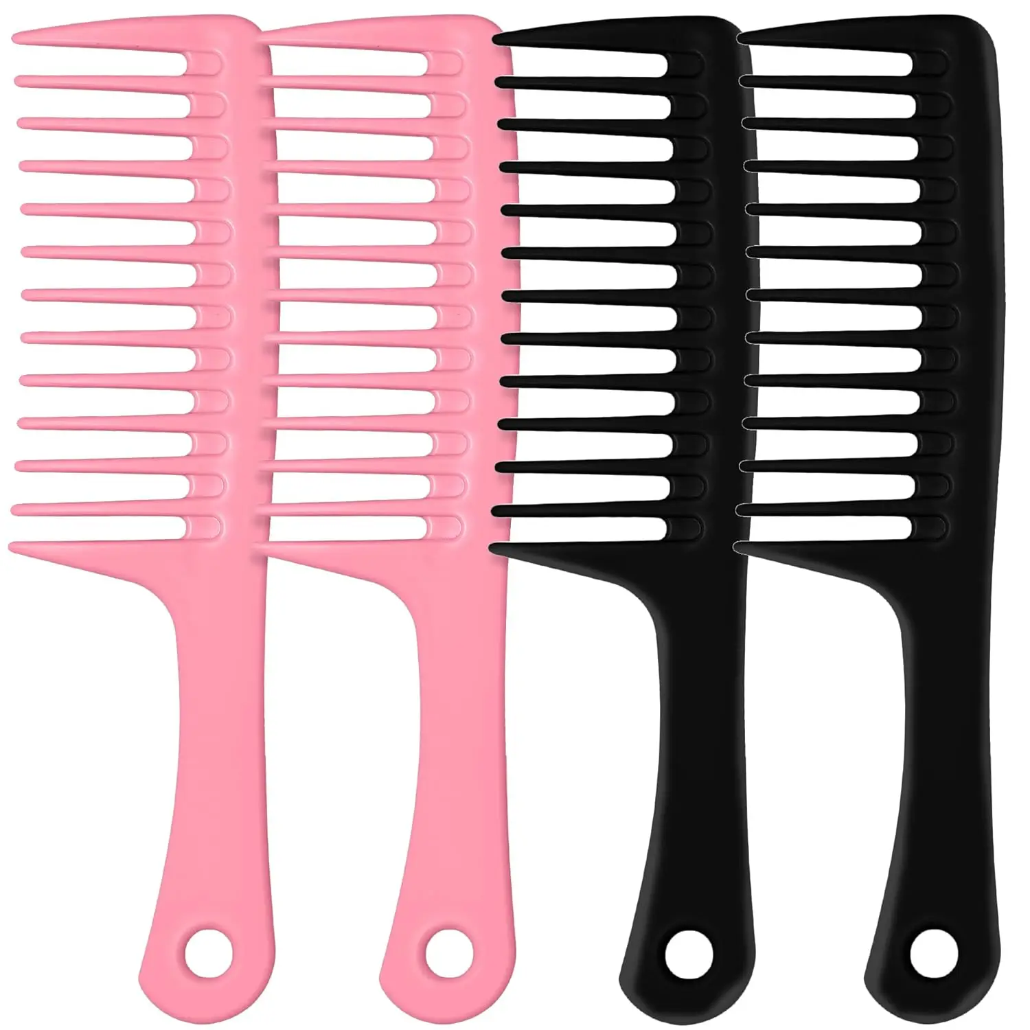 4개입 대형 와이드 치아 빗, 샤워용 엉킴 풀기용 젖은/마른 머리 빗, 여성 및 남성용 자연스러운 곱슬머리/긴 머리용 헤어 스타일링 브러쉬