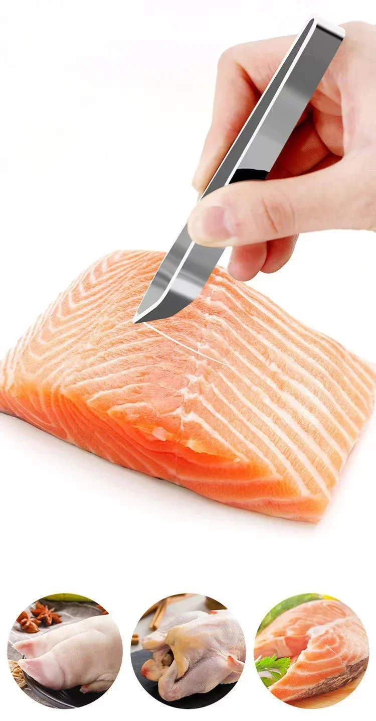 1pcs 430 스테인레스 스틸 물고기 뼈 족집게 협공 클립 풀러 리무버 집게 물고기 뼈 따기 클램프 주방 가제트 도구