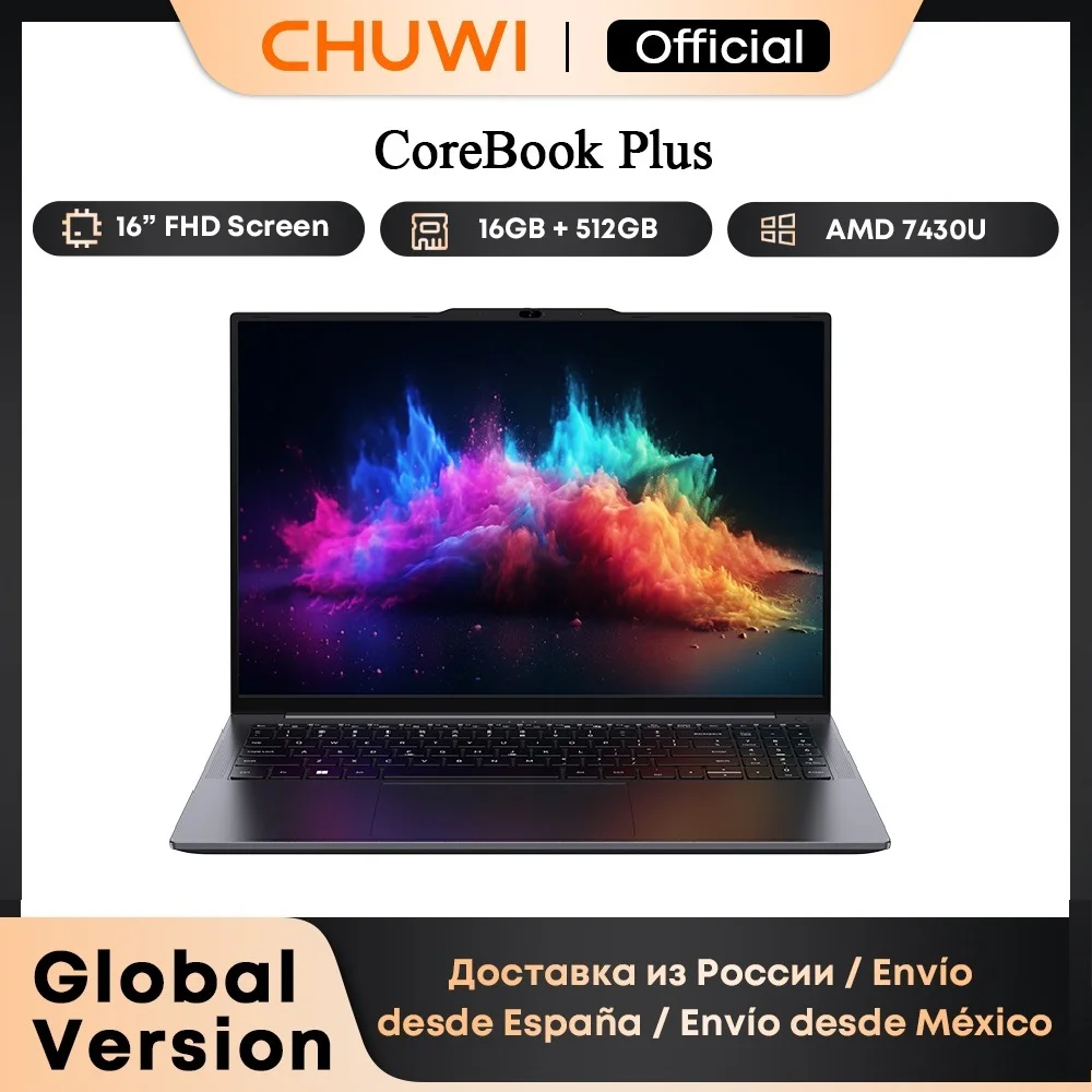 CHUWI 코어북 플러스 노트북 16인치 FHD 화면 R5-7430U 6코어 게이밍 노트북 16GB 램 512GB SSD 메탈 바디 노트북 (쿨러 포함)