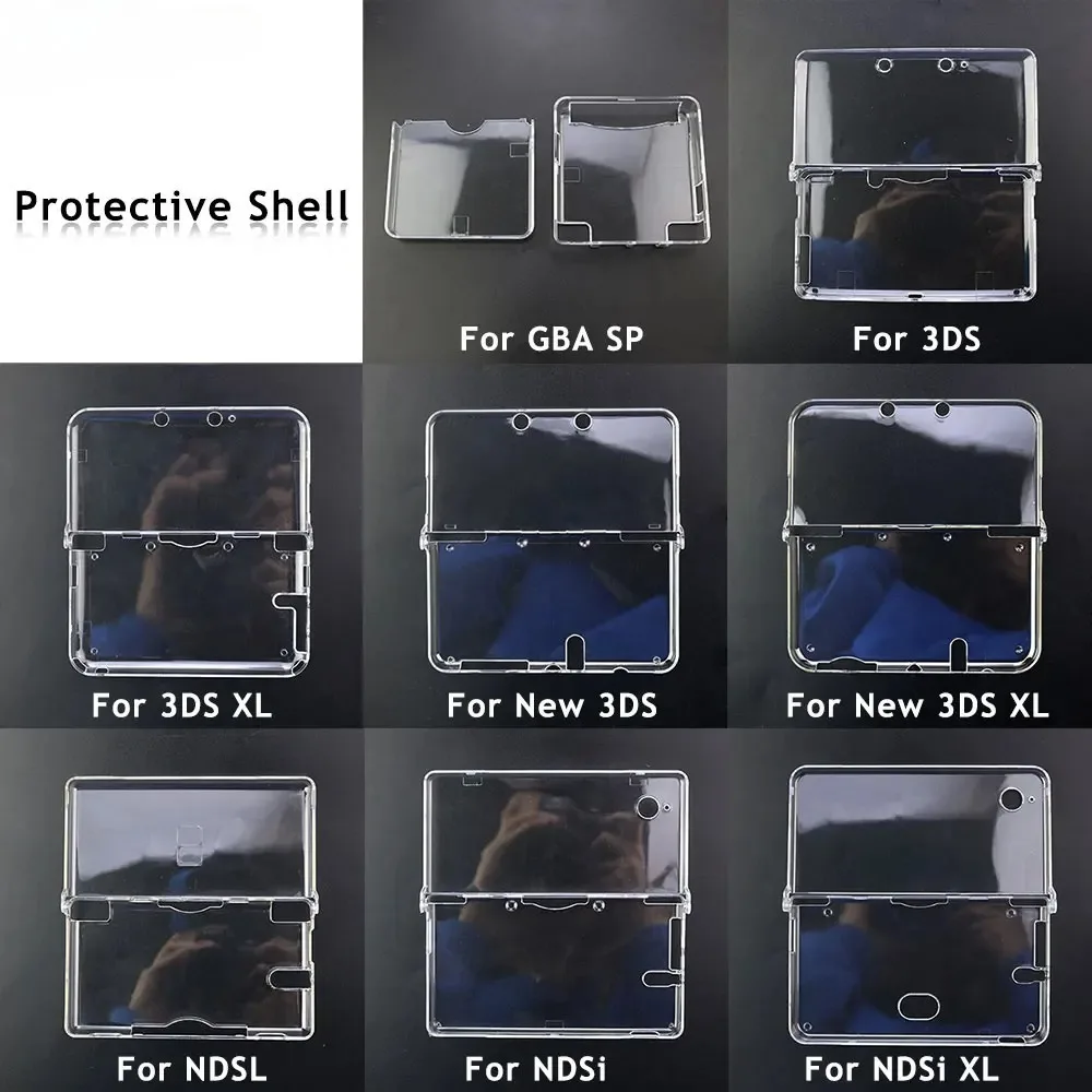 닌텐도 DSL NDS Lite NDSL, DSi NDSi XL LL 콘솔용 플라스틱 투명 크리스탈 쉘 스킨 케이스 커버 (스크린 보호 필름 포함)